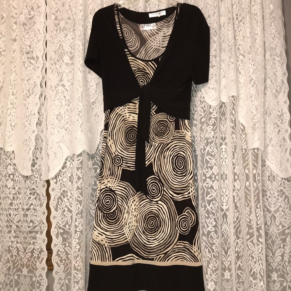 Brown/Cream Dress with Shrug
